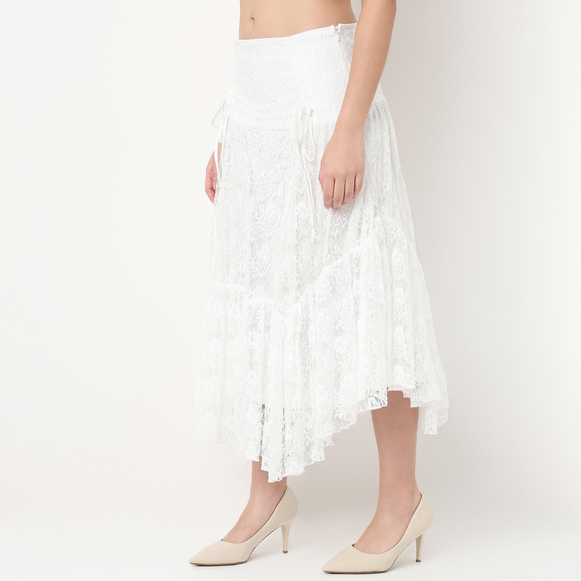 Order Now Women Lace Relaxed Flare Fit High Rise Western Wear Skirt by Style Union