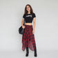 Checkered Ruched Skirt With Handkerchief Hem