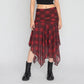 Checkered Ruched Skirt With Handkerchief Hem