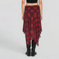 Checkered Ruched Skirt With Handkerchief Hem