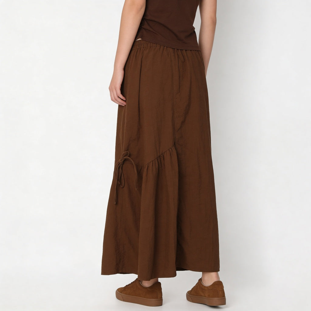 High Rise Flared Ruched Detail Skirt