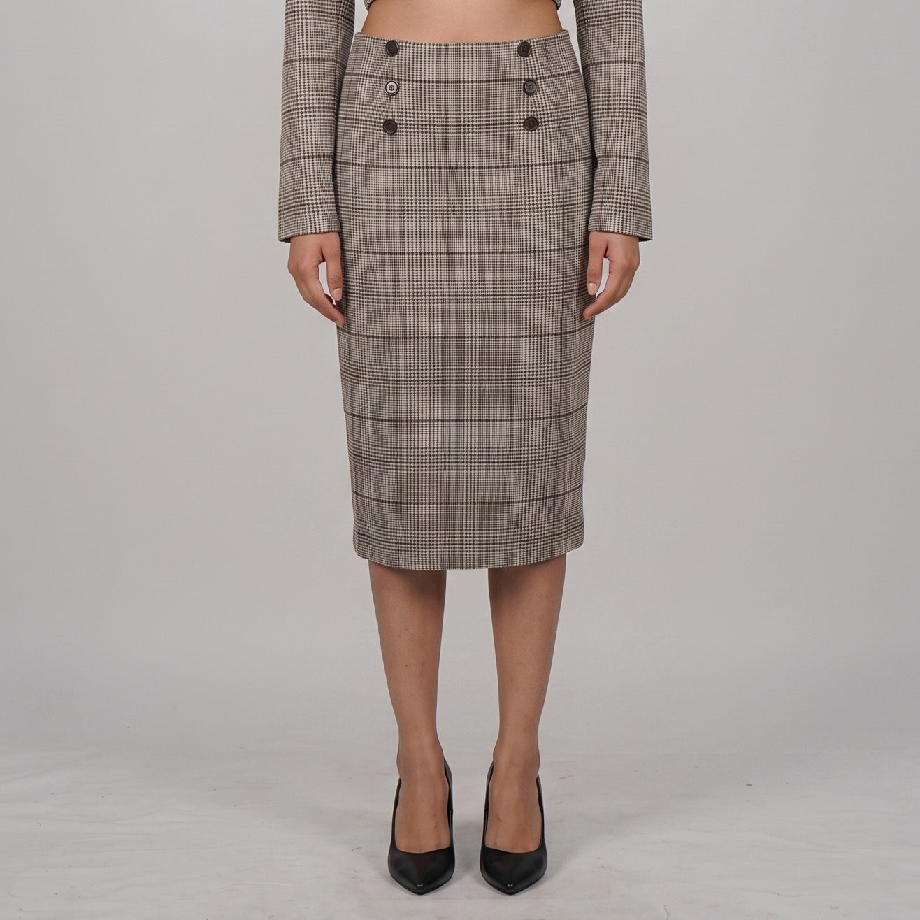Slim Fit Checkered Skirt