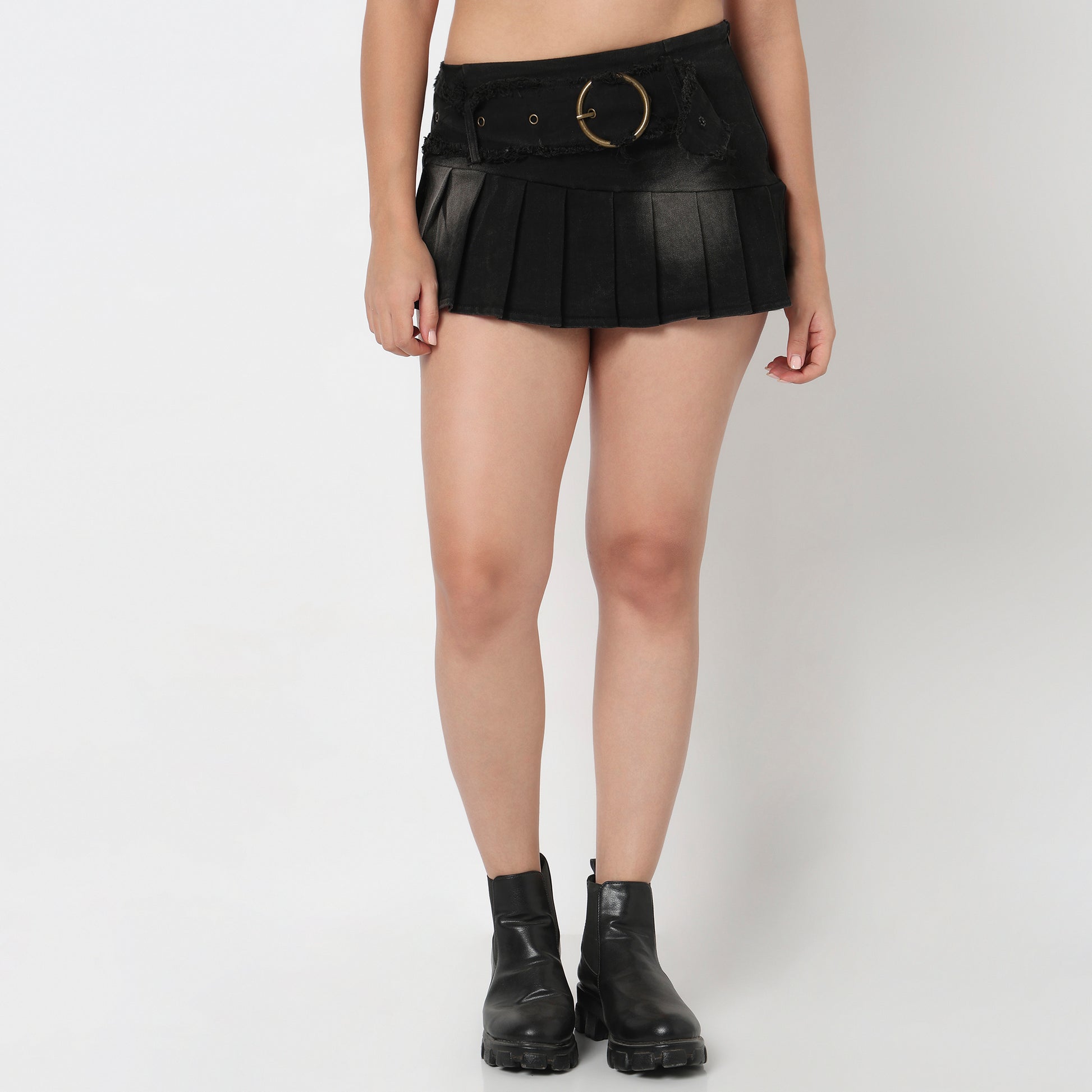 Solid Denim Skirt