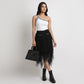 Solid Flare Fit Mid Rise Skirt