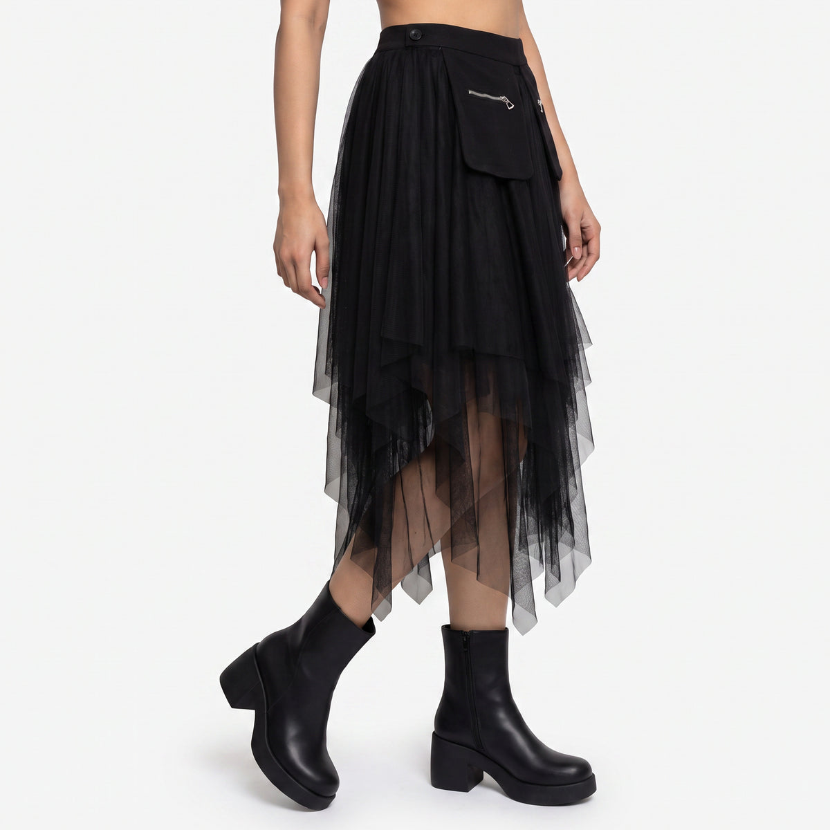 Solid Flare Fit Mid Rise Skirt