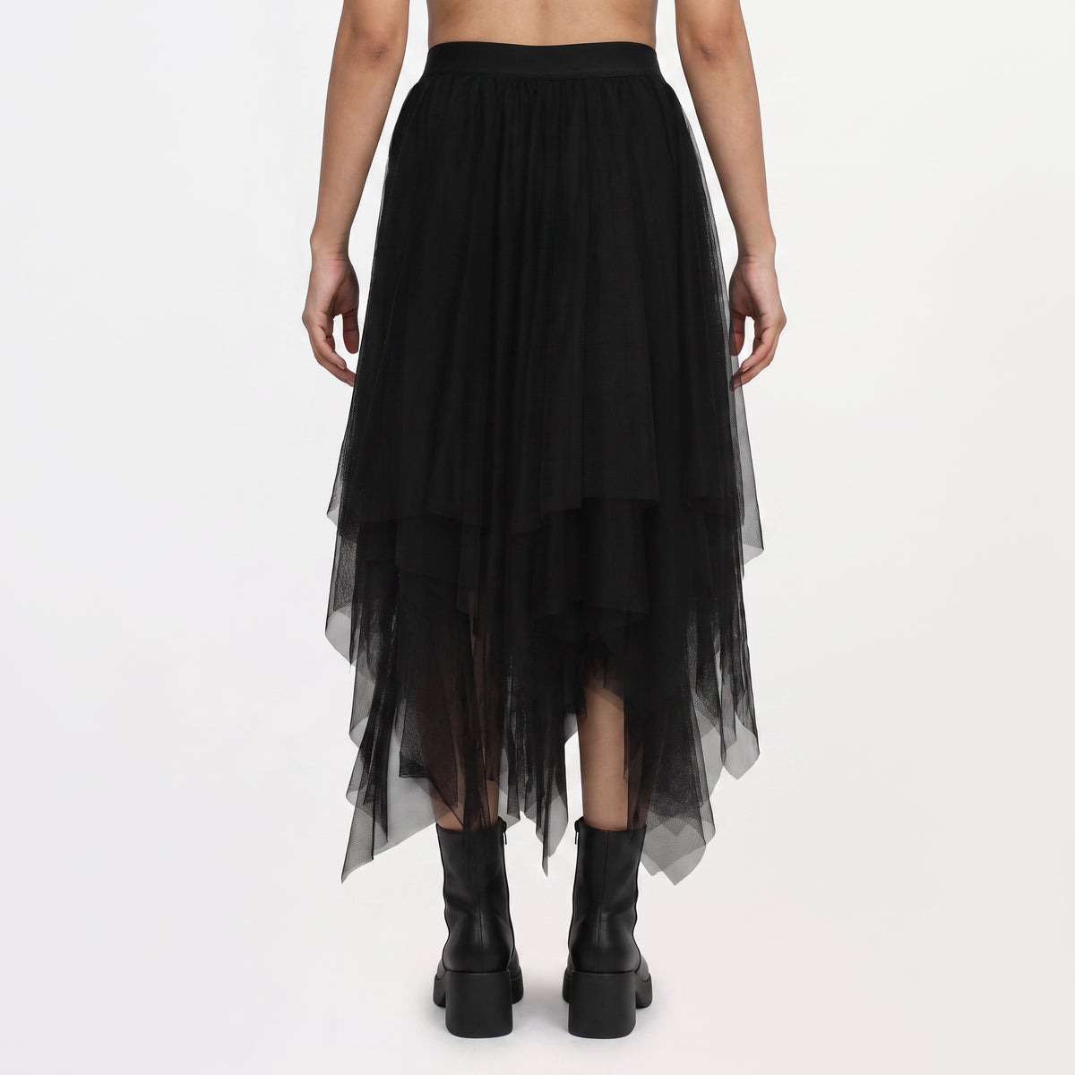 Solid Flare Fit Mid Rise Skirt