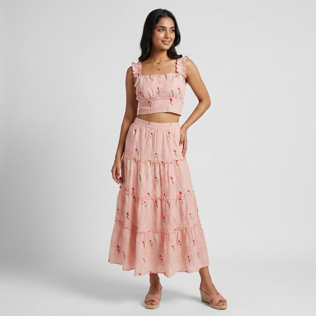 Embroidered Flared Skirt