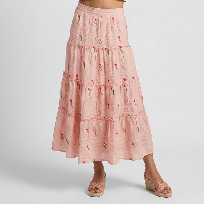Embroidered Flared Skirt