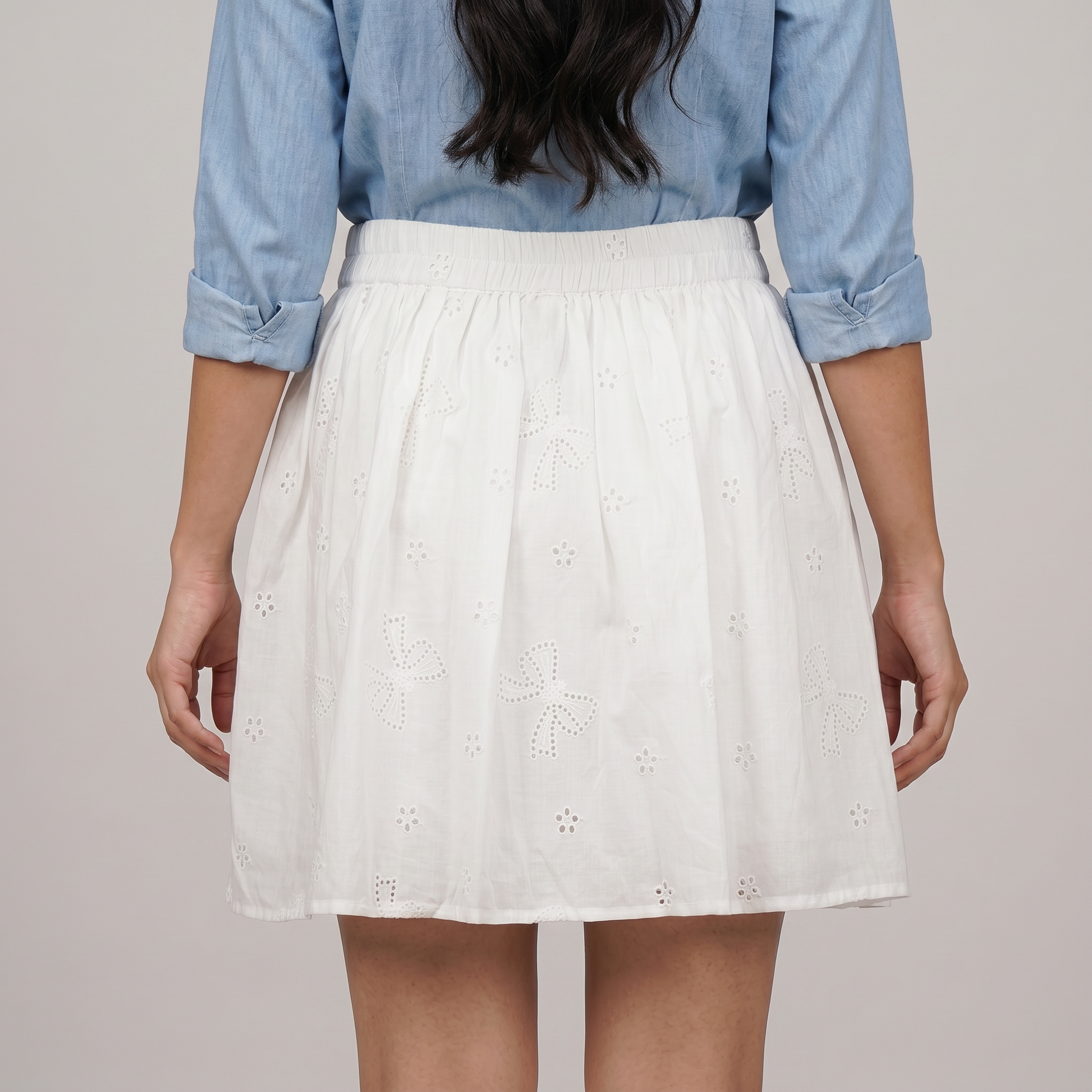 Cotton Solid Flared Skirt
