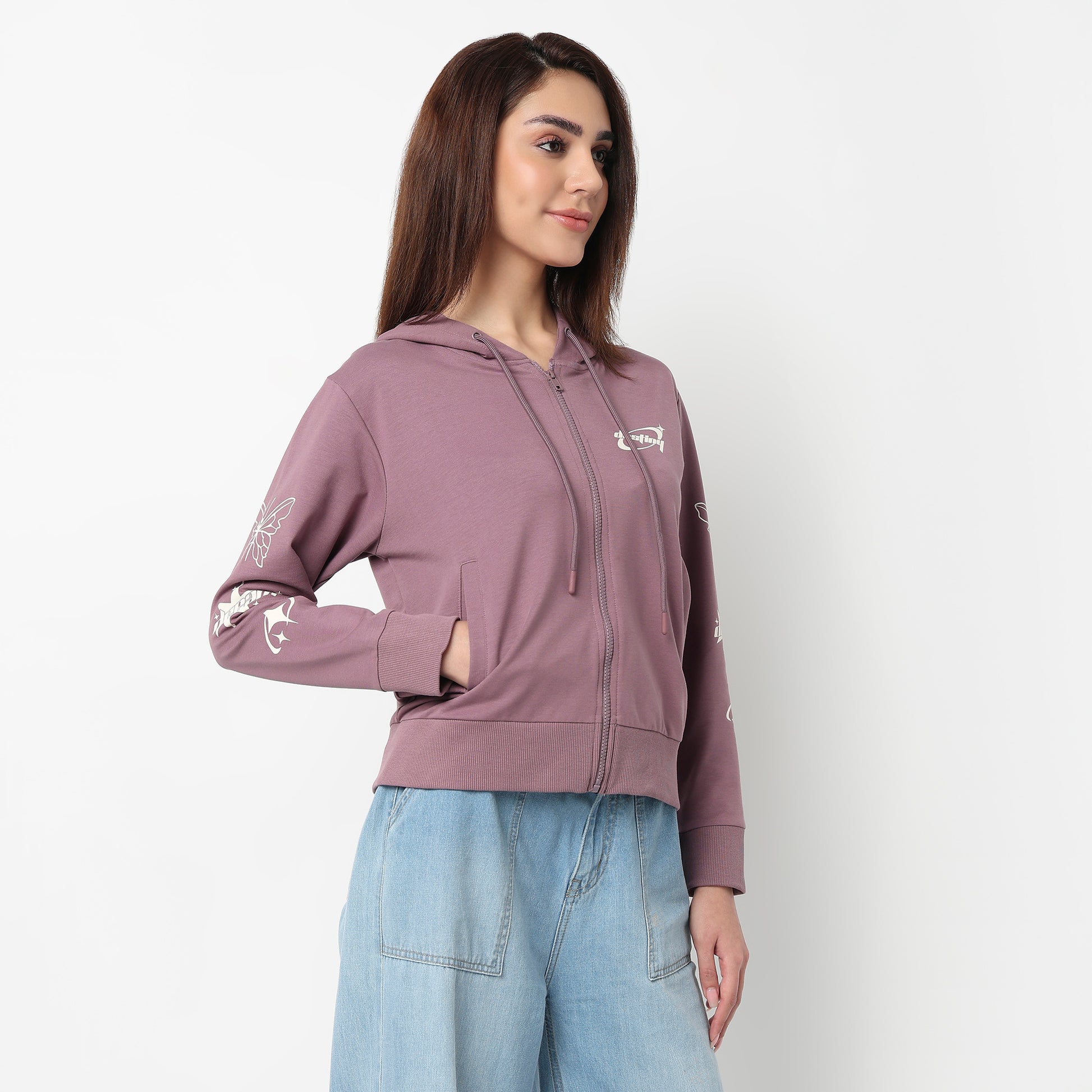 Oversize Graphic Sweatshirt With Applique Work On Chest