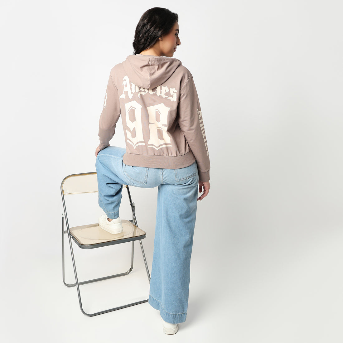 Oversize Sweatshirt With Graphic Print On Chest And Sleeve