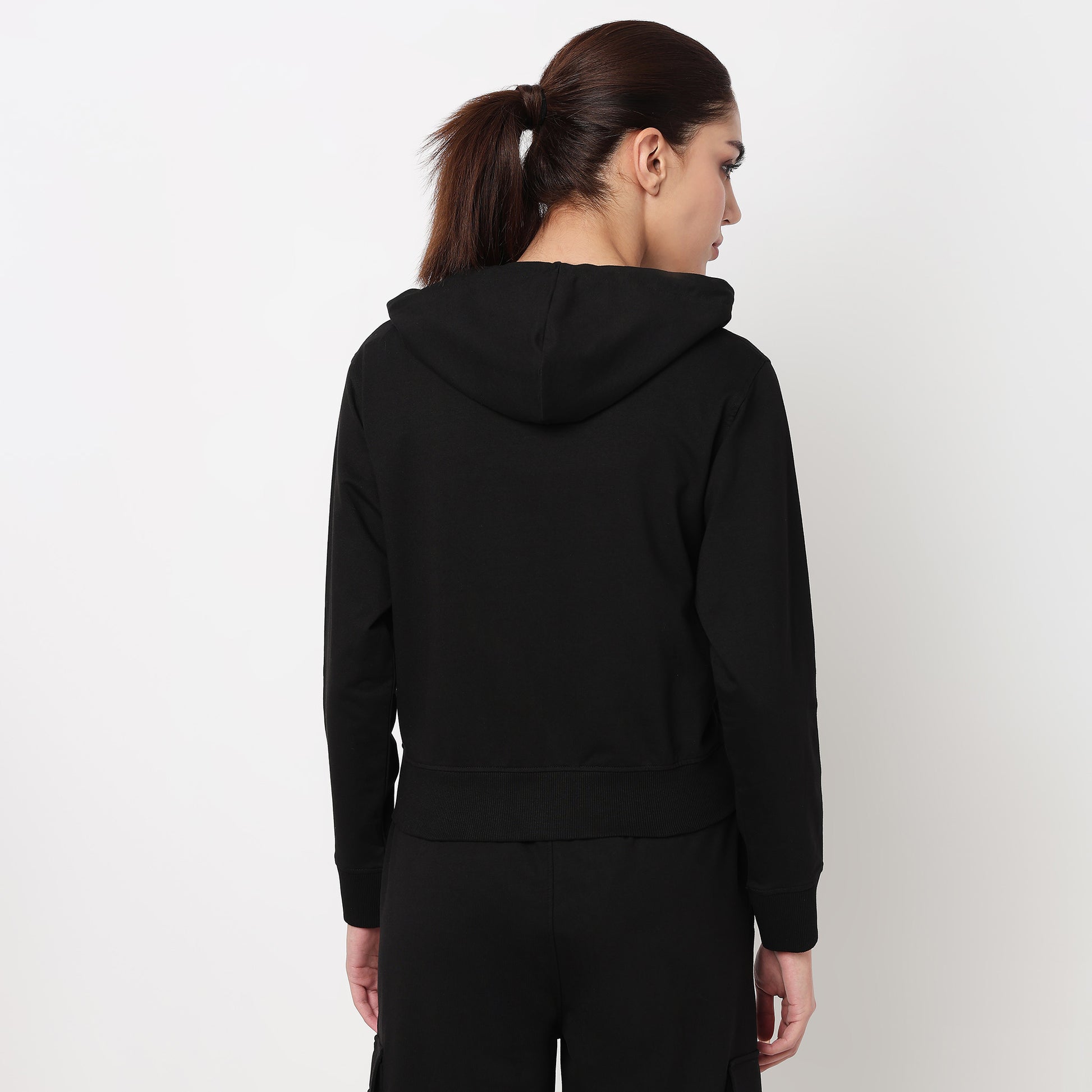 Solid Sweatshirt With Front Zipper