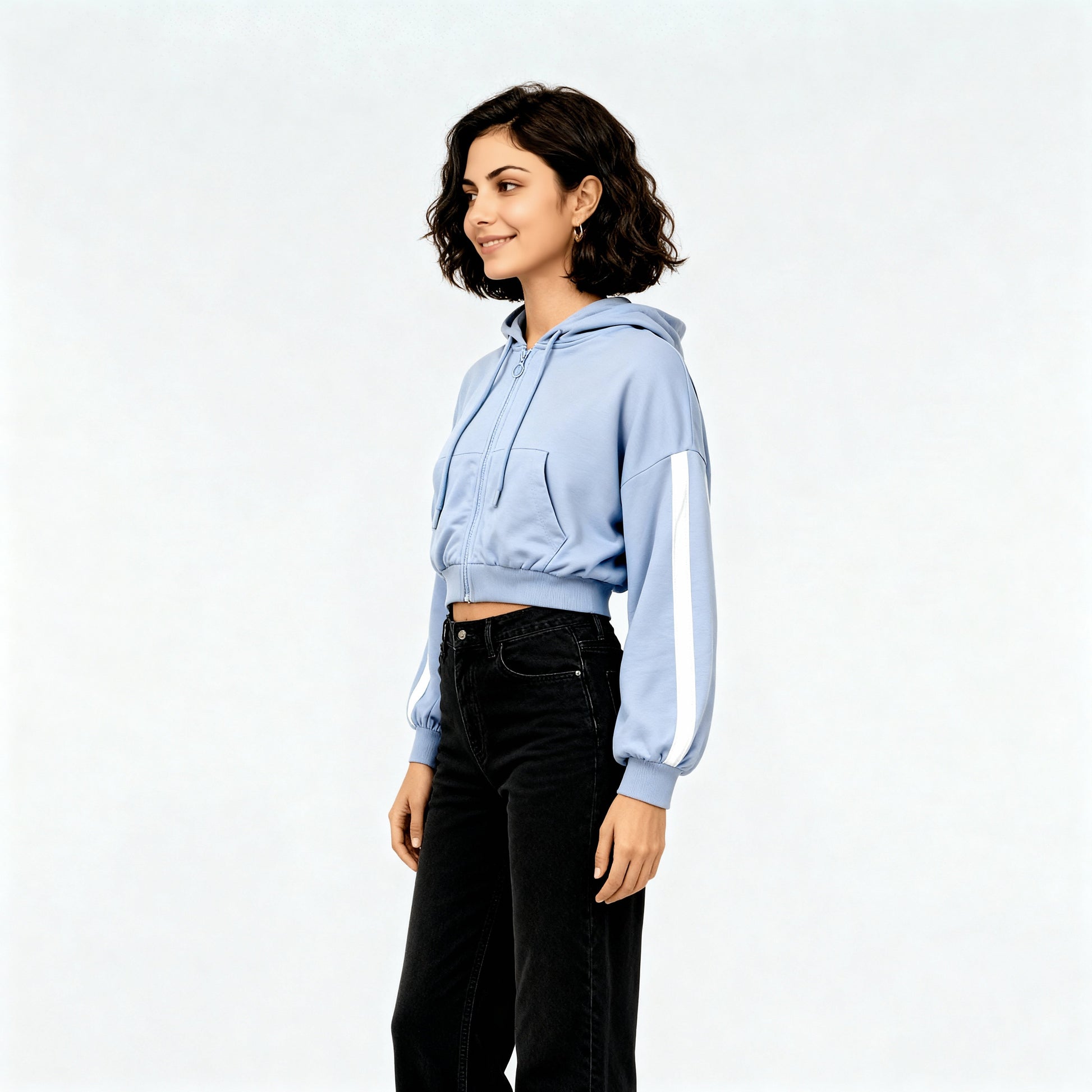 Cotton Oversize Sweatshirt With Front Zipper