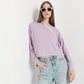 Cropped Solid Round Neck Sweat Tee