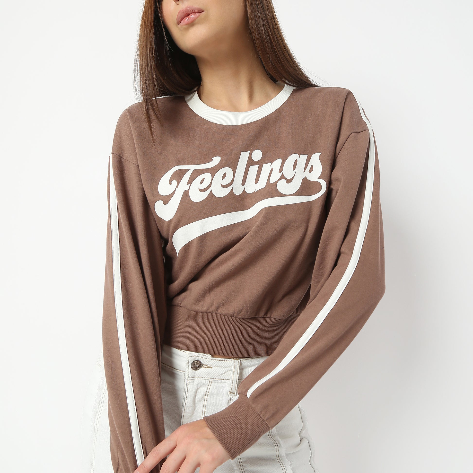 Oversize Graphic Crew Neck Cropped Sweat Tee