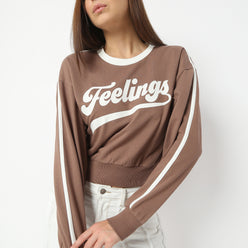 Oversize Graphic Crew Neck Cropped Sweat Tee