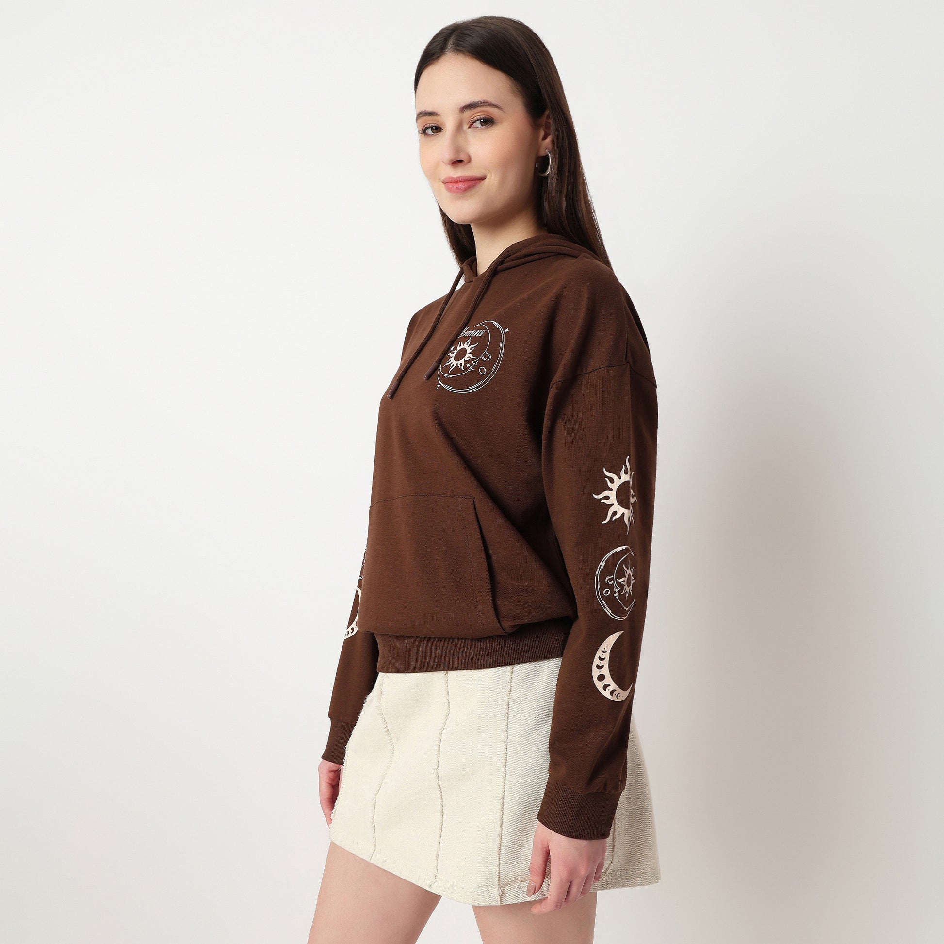 Oversize Cotton Graphic Hoodie Sweat Tee