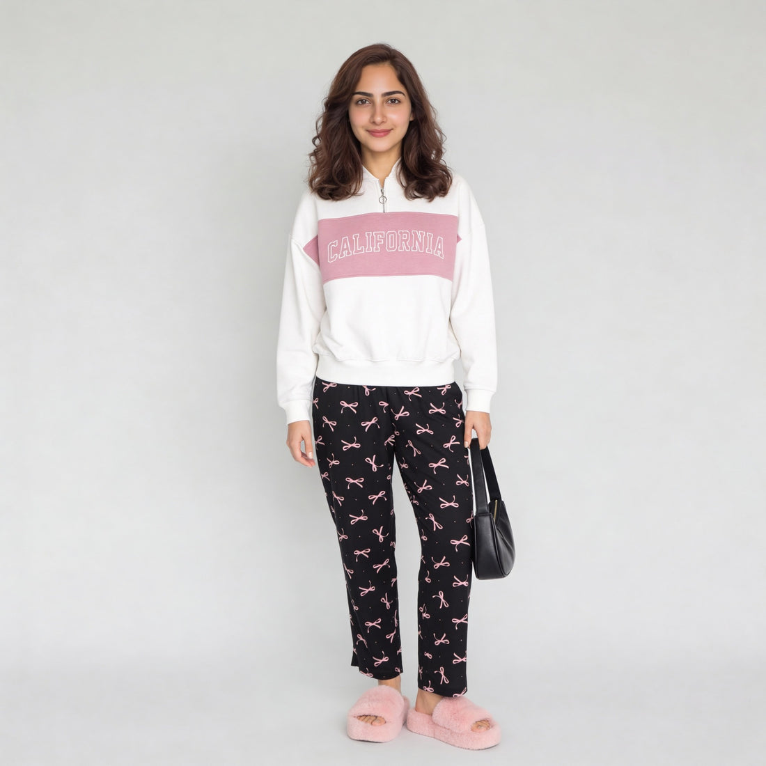 Young Women Sweat Tee With Contrast Colour Blocked Panel With Embroidery