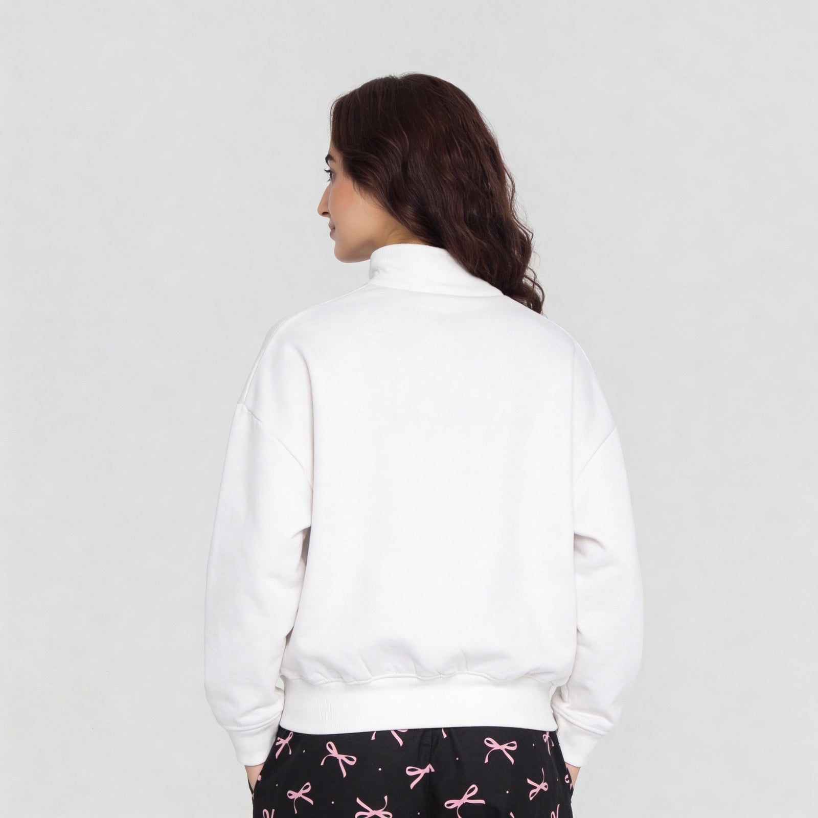 Young Women Sweat Tee With Contrast Colour Blocked Panel With Embroidery