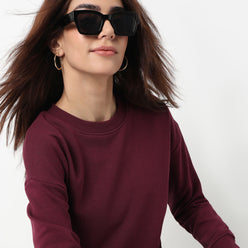 Oversize Cotton Cropped Sweatshirt