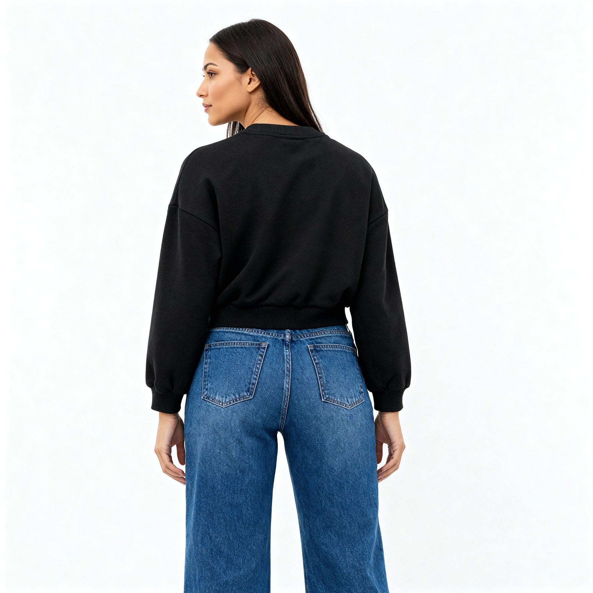 Embellished Oversize Studded Bow Sweat Tee