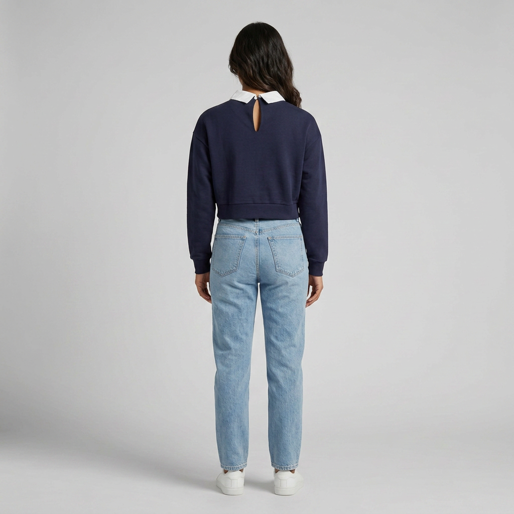 Cotton Graphic Shirt Collar Oversized Sweat Tee