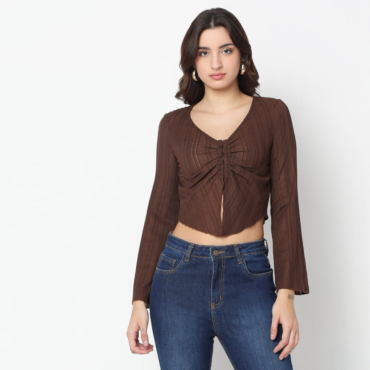 Regular Fit Solid Crop Top