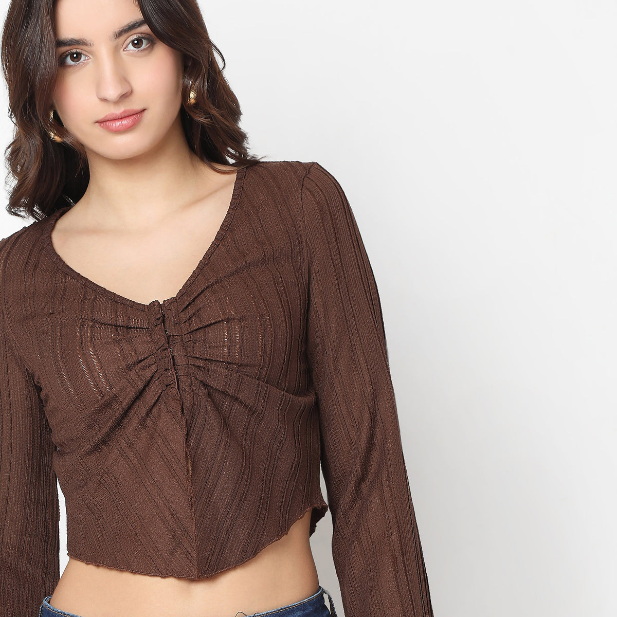 Regular Fit Solid Crop Top