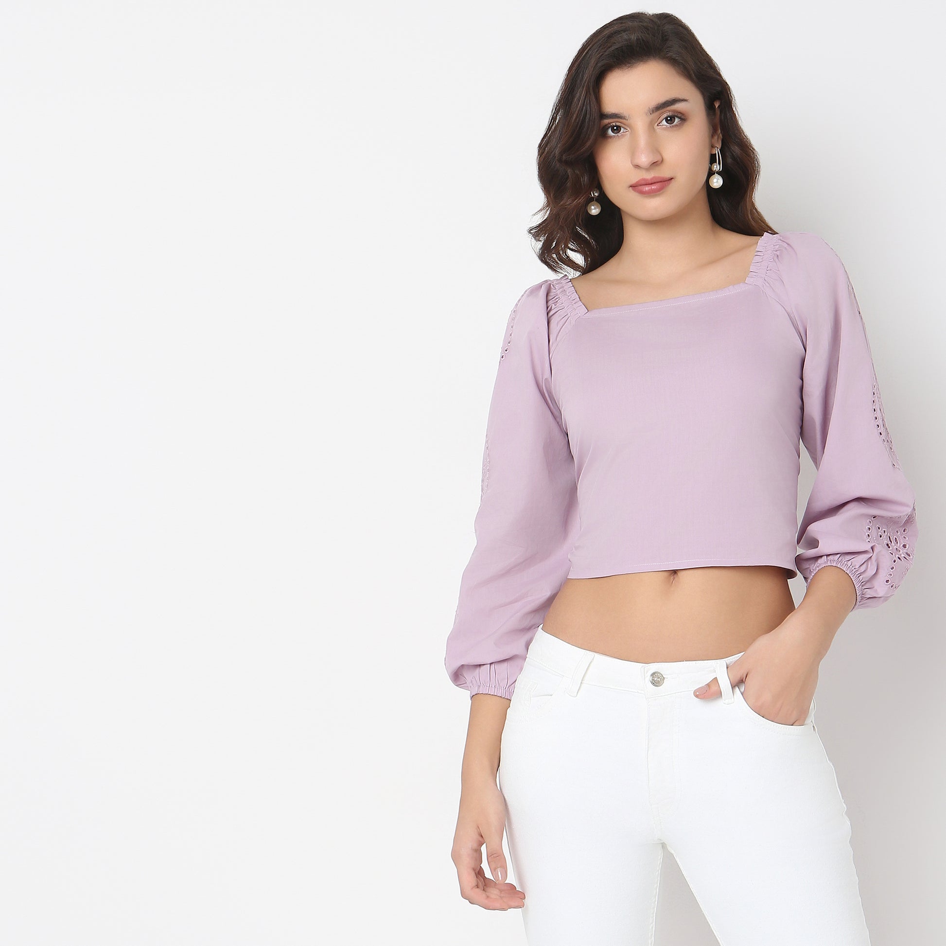 Regular Fit Solid Crop Top