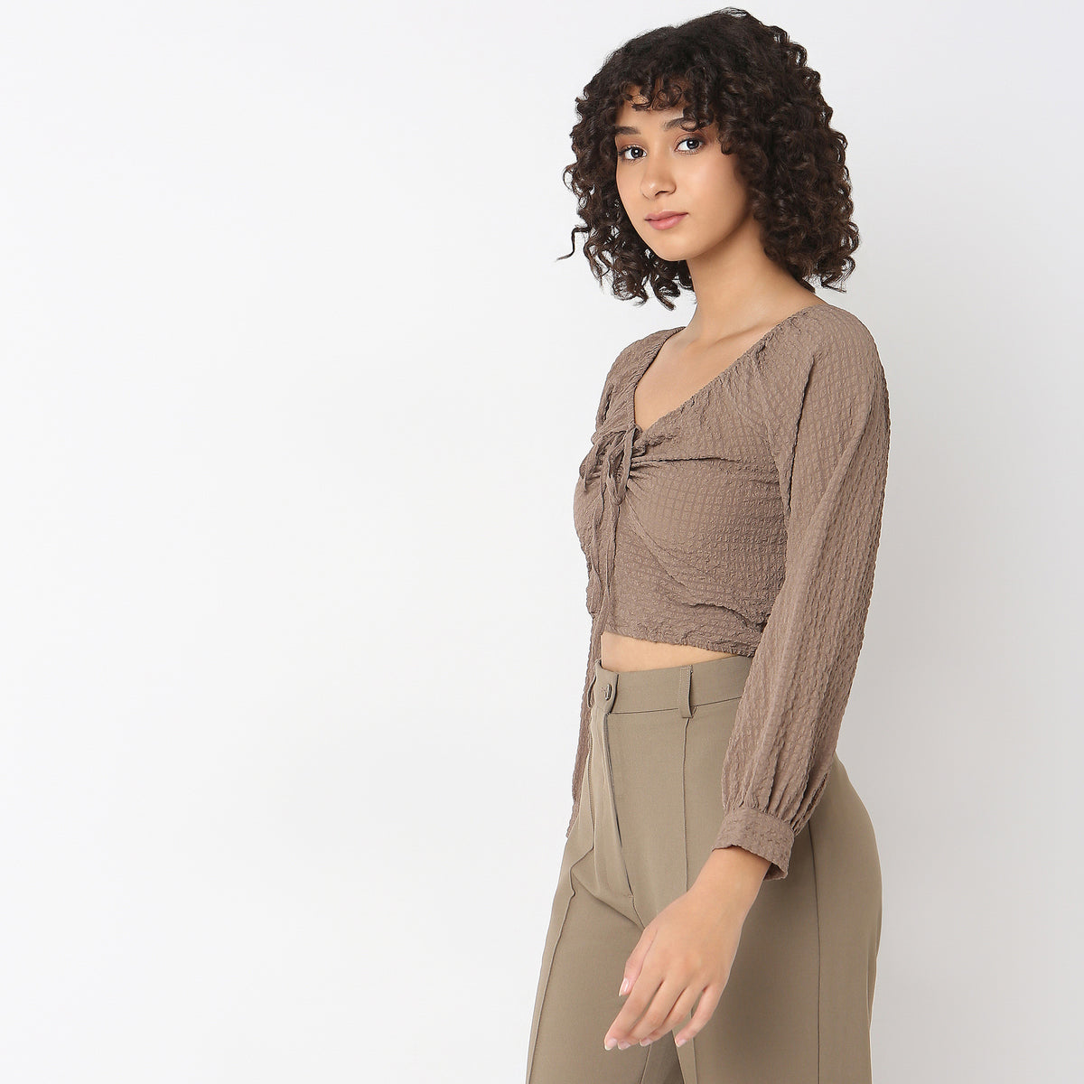 Regular Fit Solid Crop Top