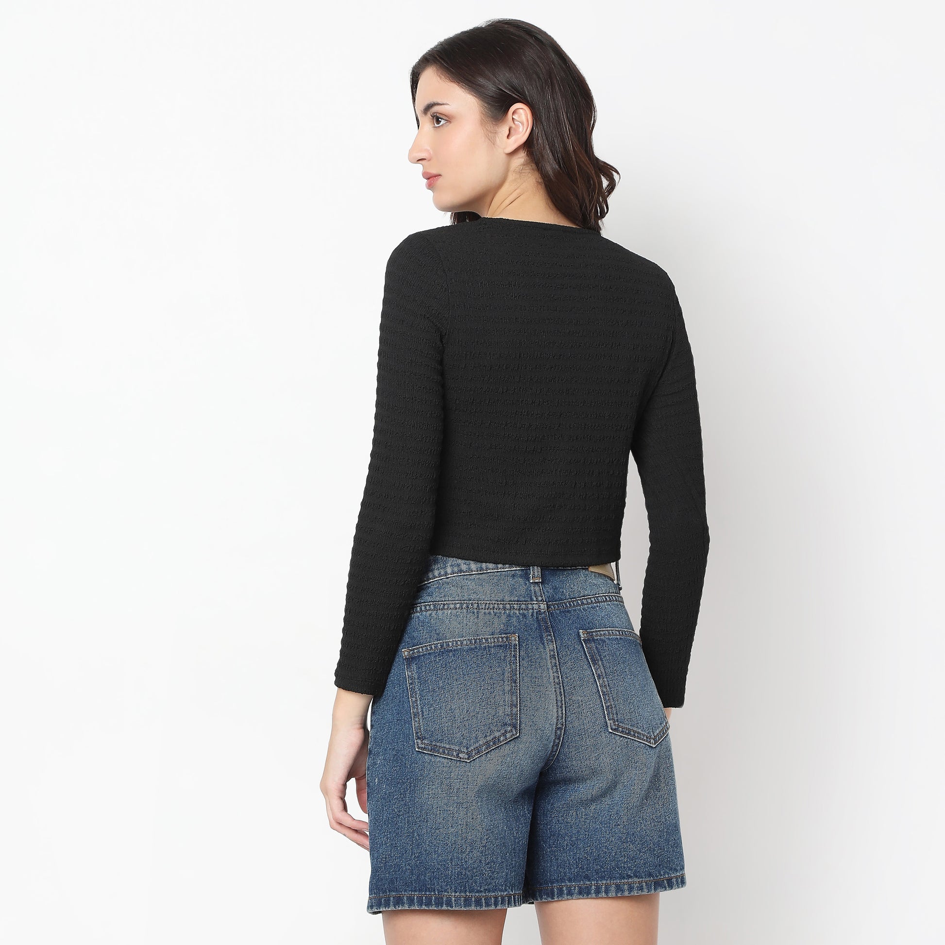 Regular Fit Solid Crop Top