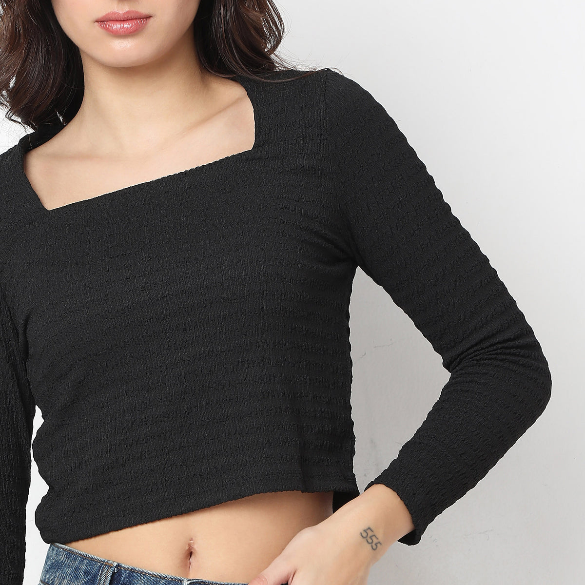 Regular Fit Solid Crop Top