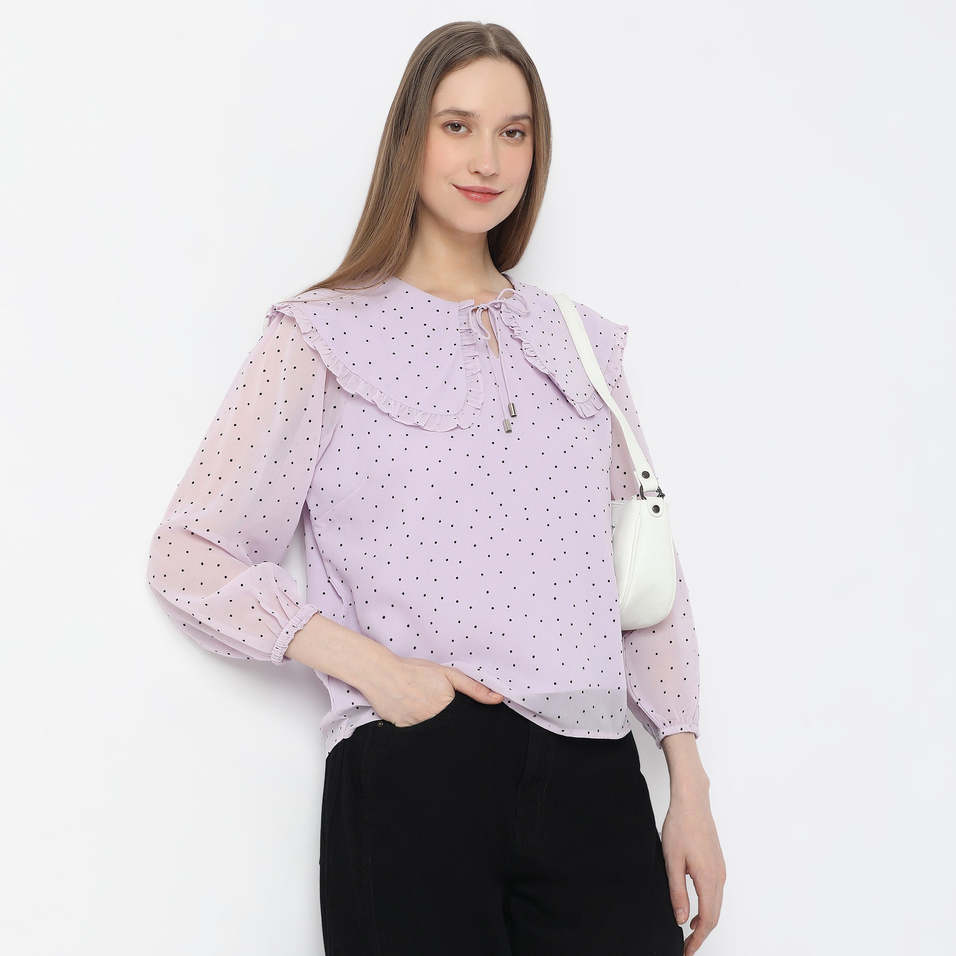 Polka Dot Peter Pan Collar Top