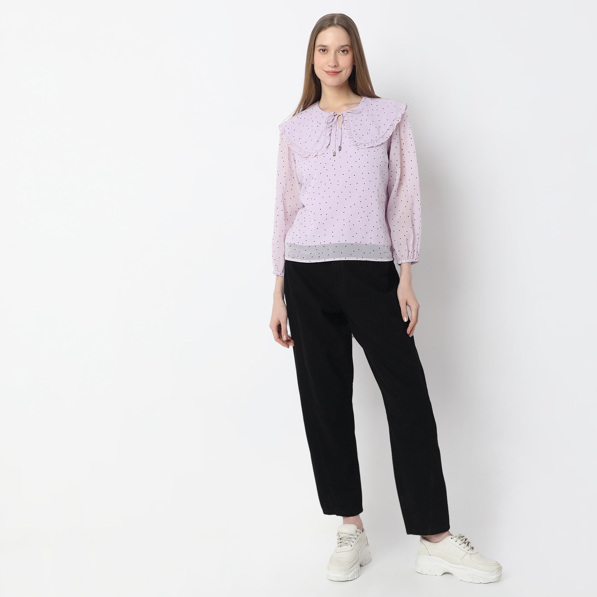 Polka Dot Peter Pan Collar Top