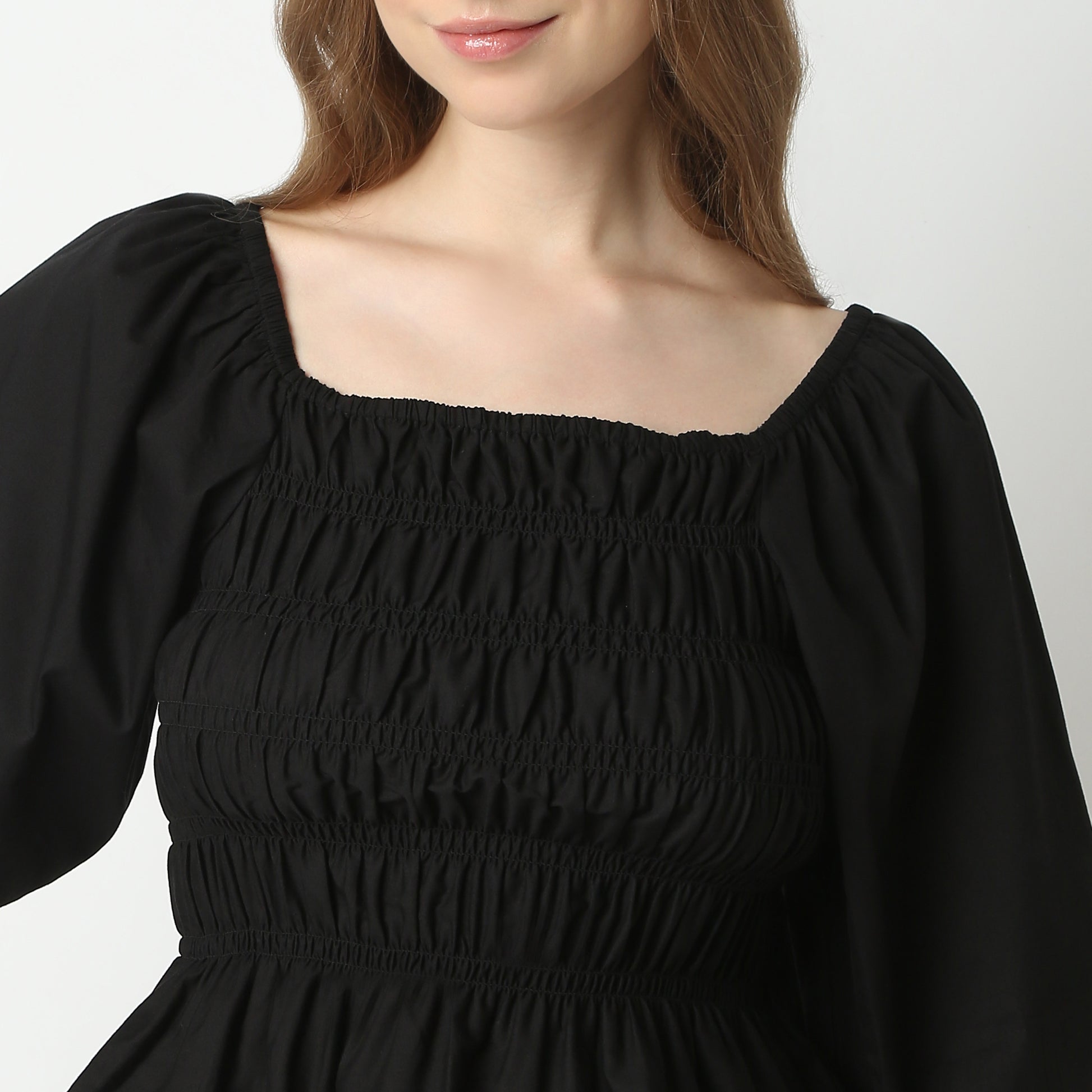 Regular Fit Solid Square Neck Crop Top