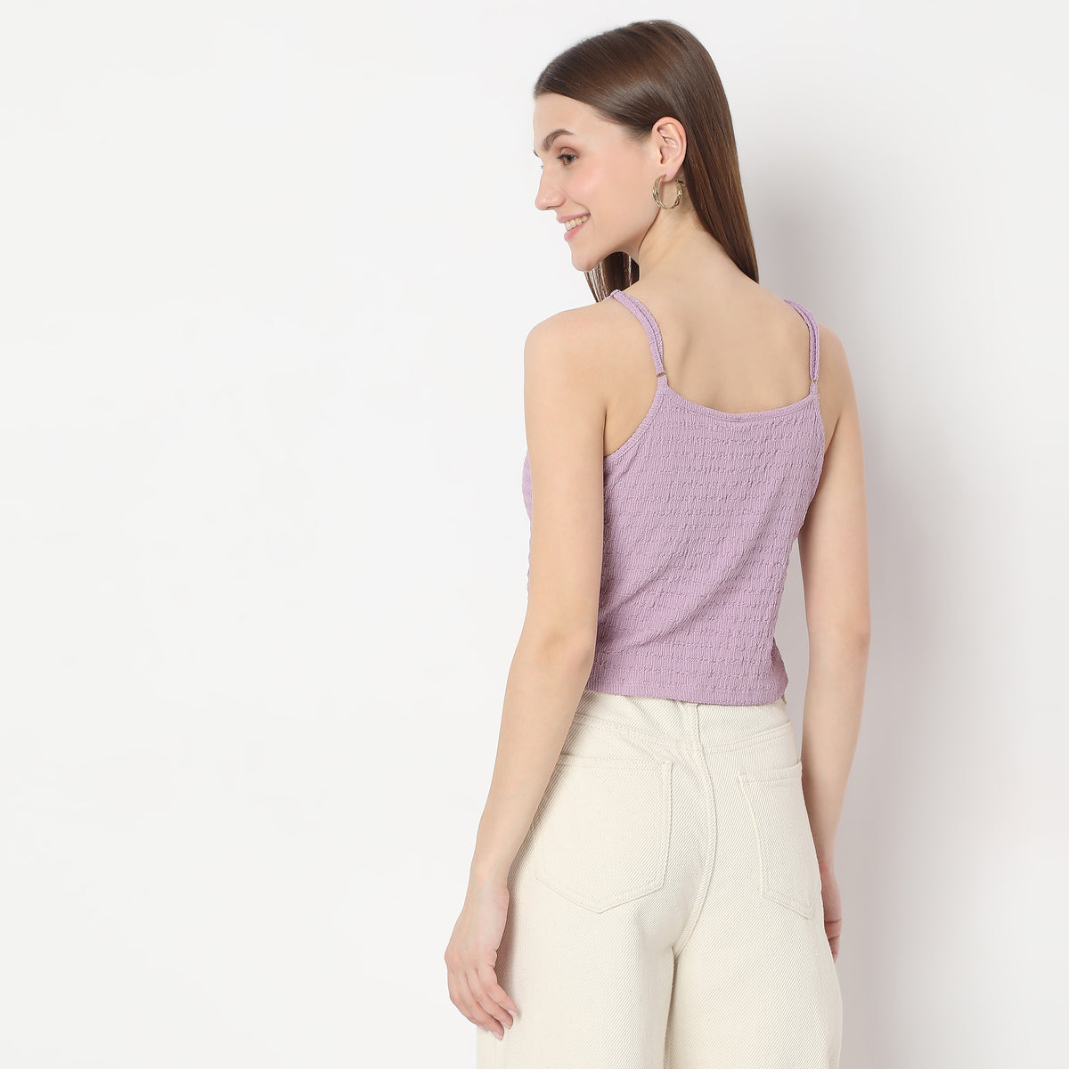 Structured Round Neck Sleeveless Knit Top with Button Details