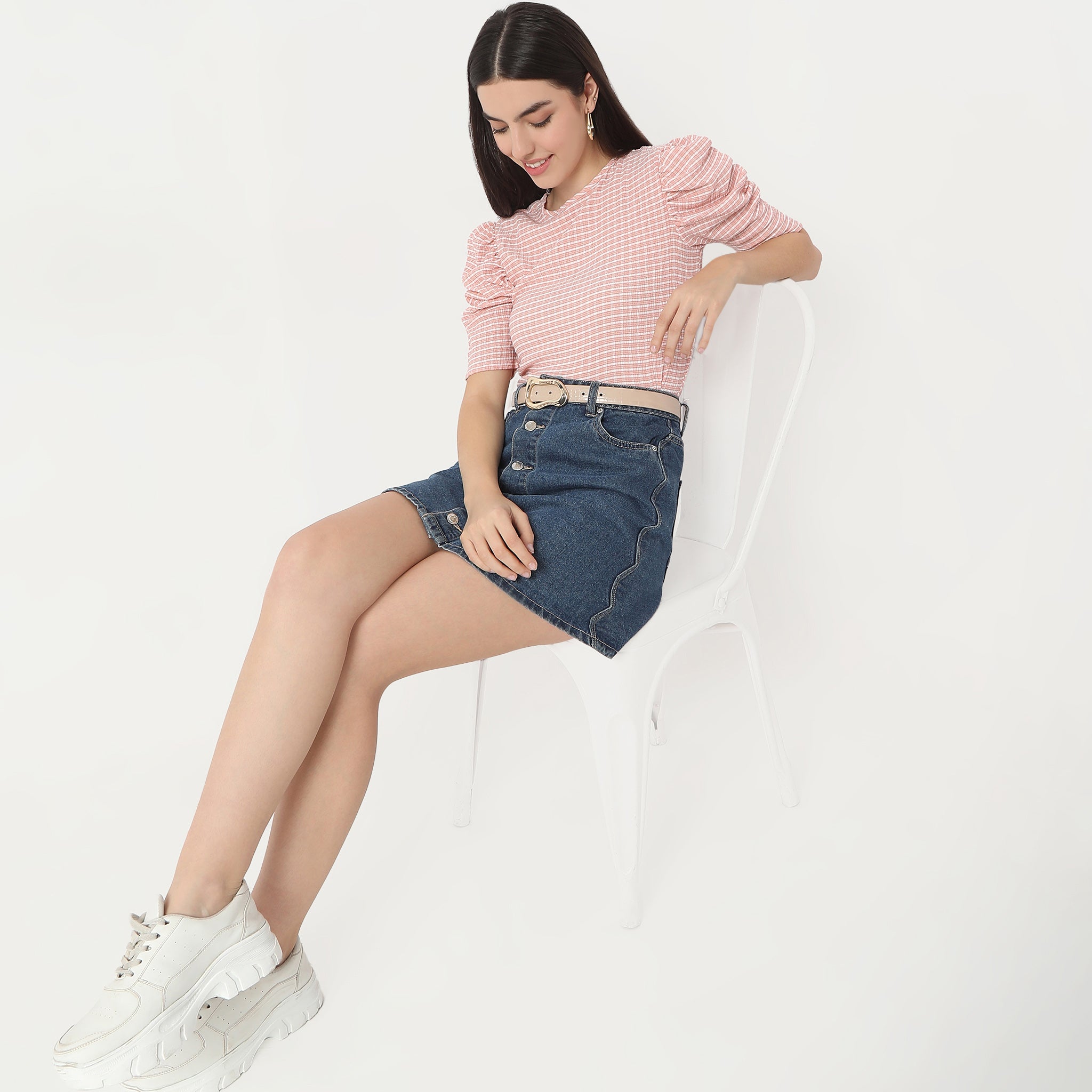 Regular Fit Checkered Top