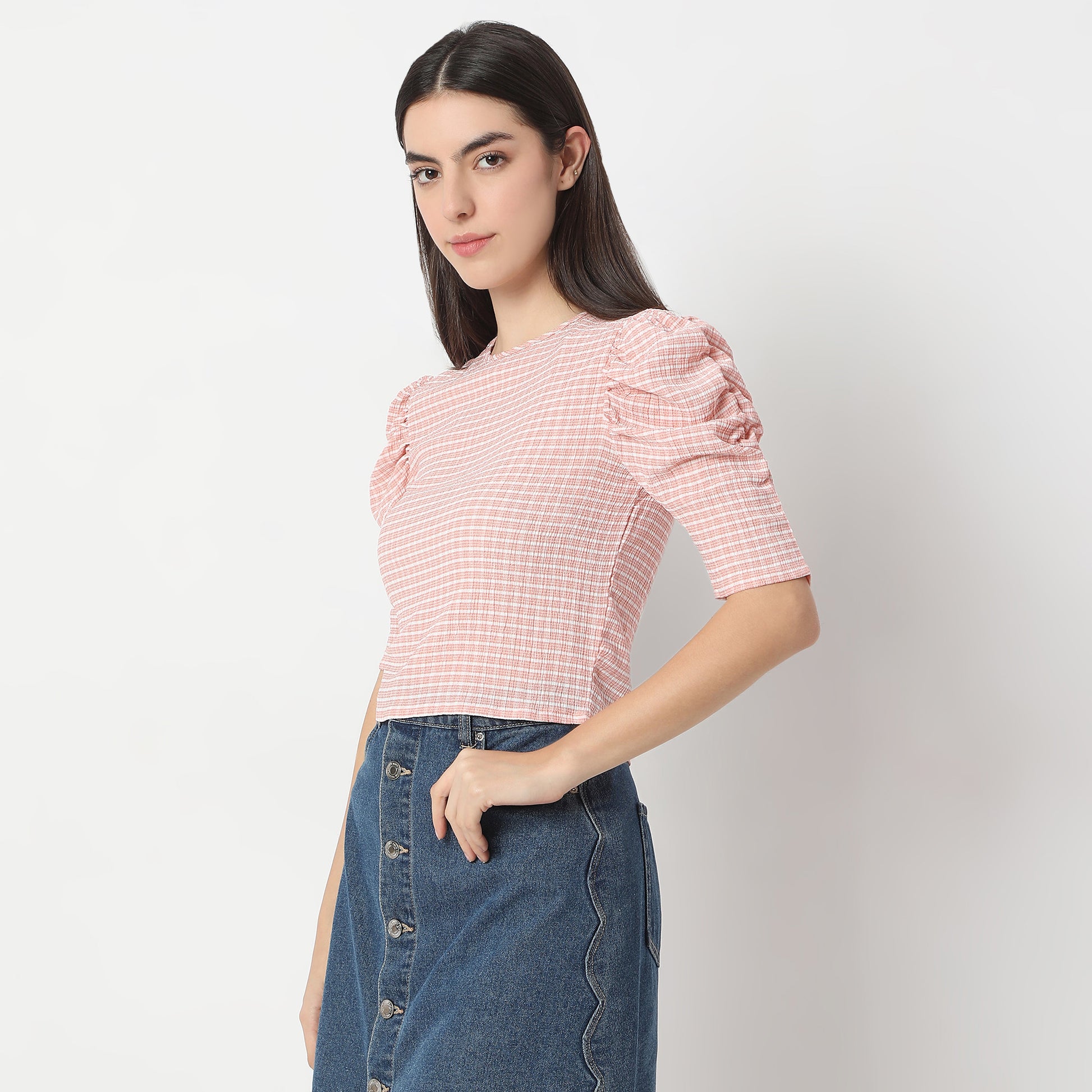 Regular Fit Checkered Top
