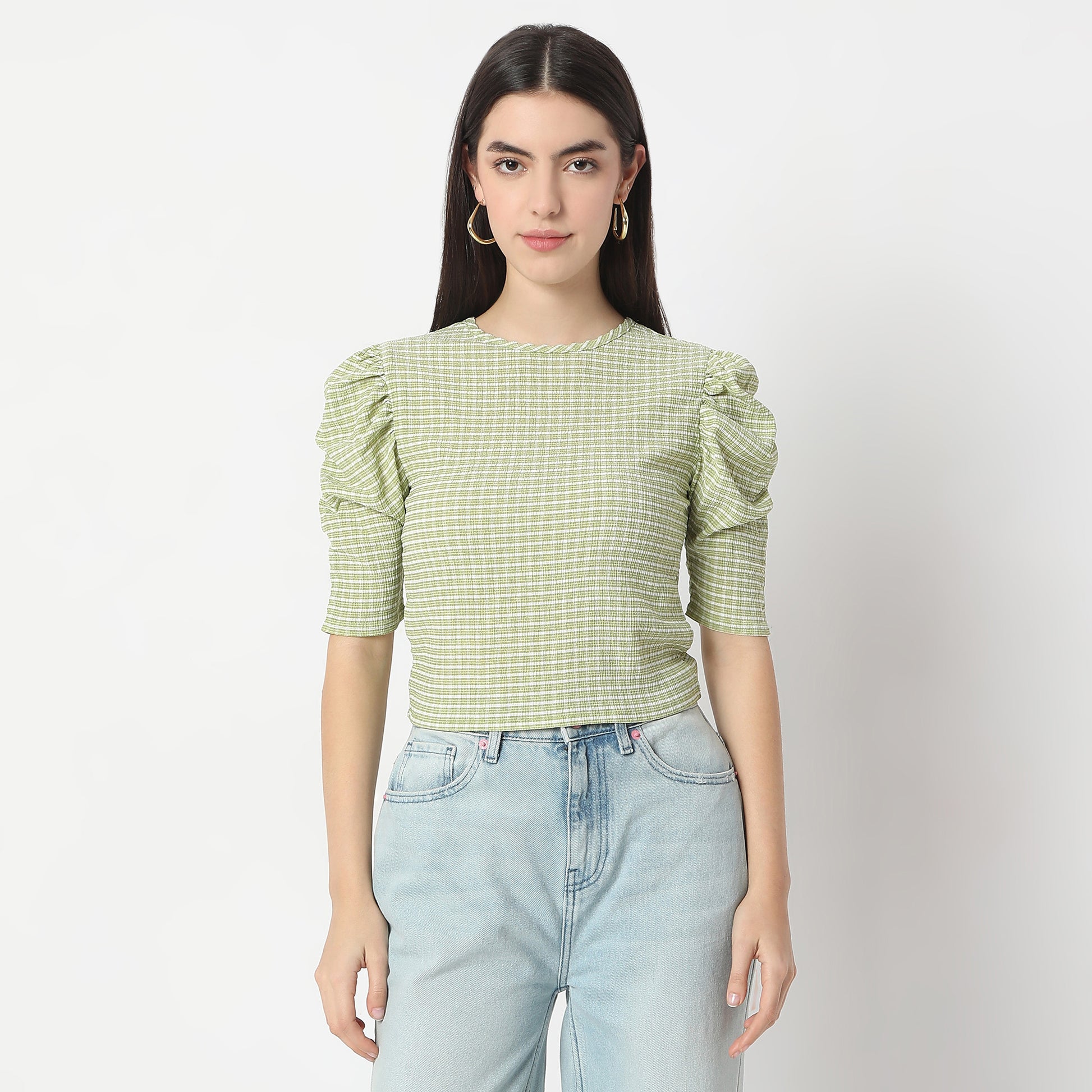 Regular Fit Checkered Top