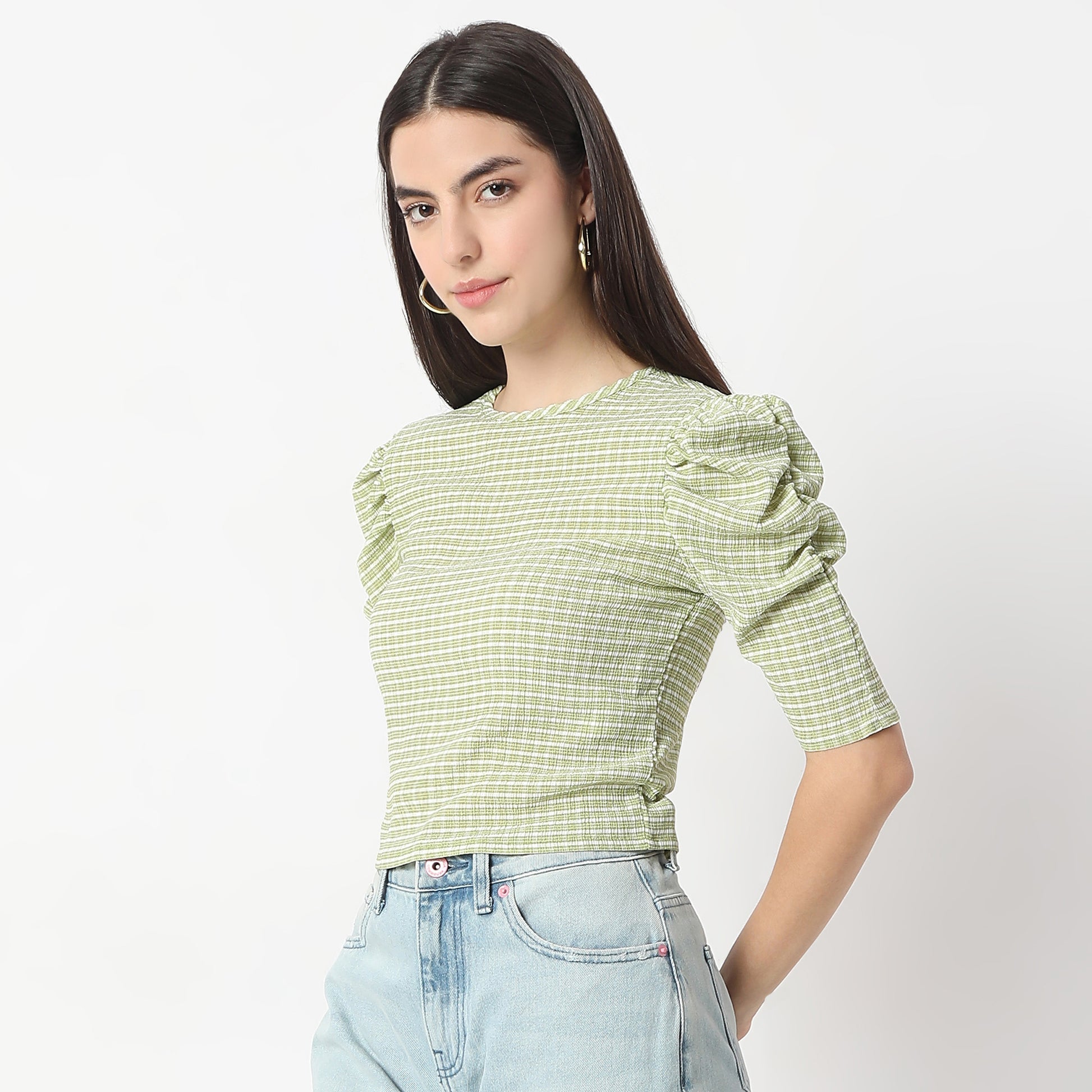 Regular Fit Checkered Top