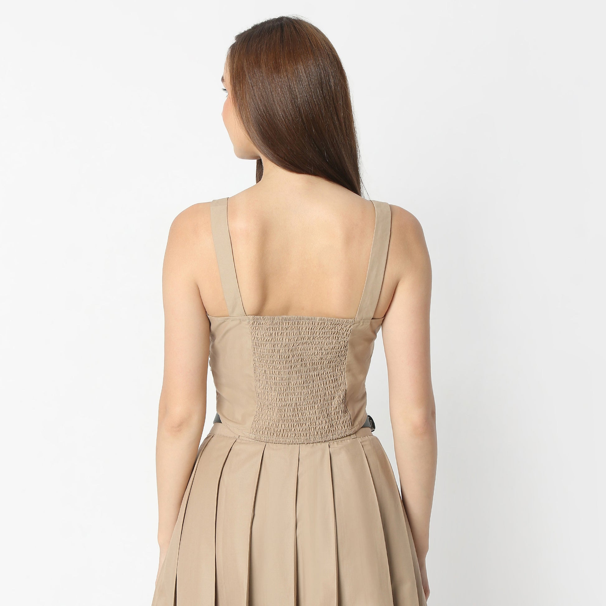 Regular Fit Solid Square Neck Cropped Crop Top