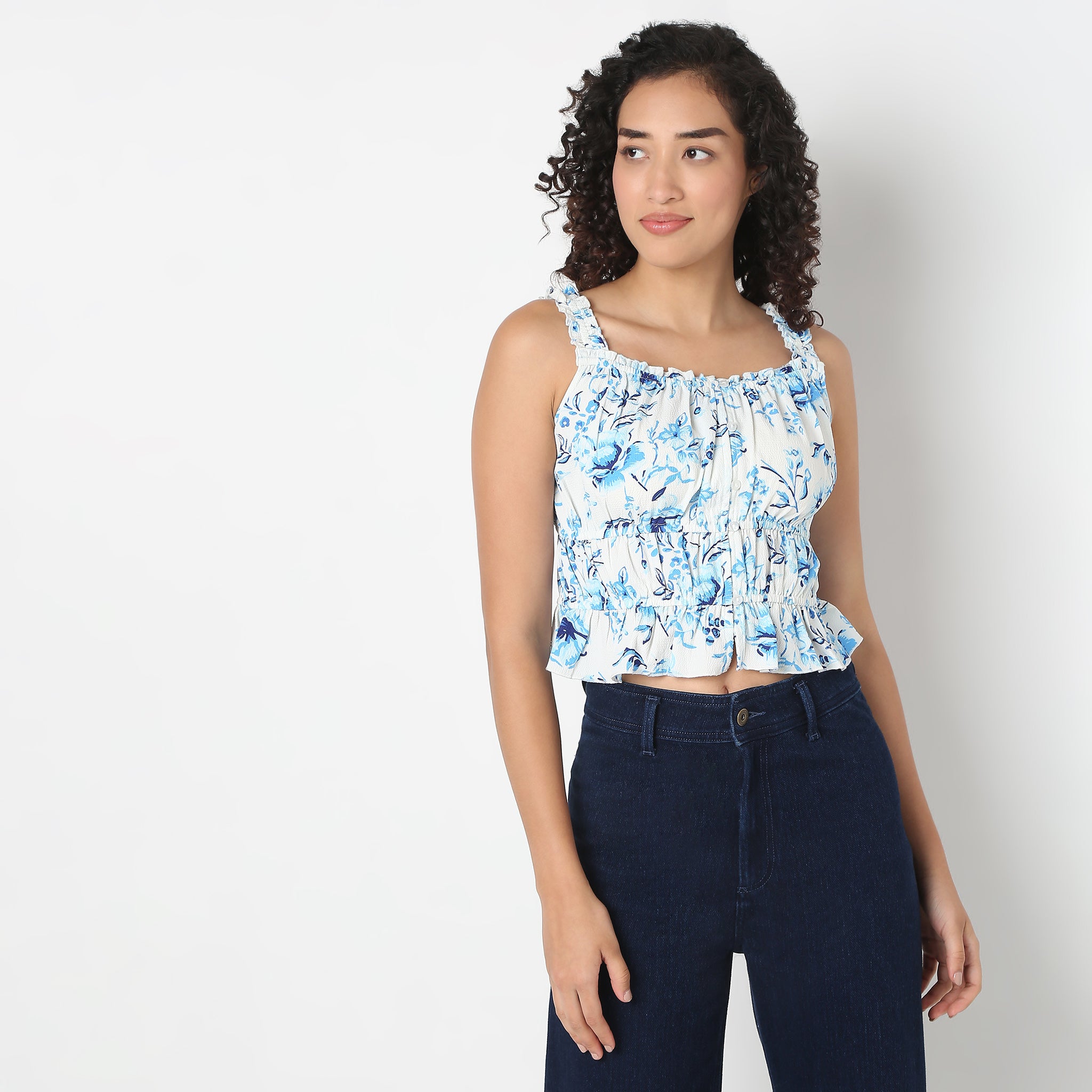 Young Women Top, Sleeveless Printed Top.