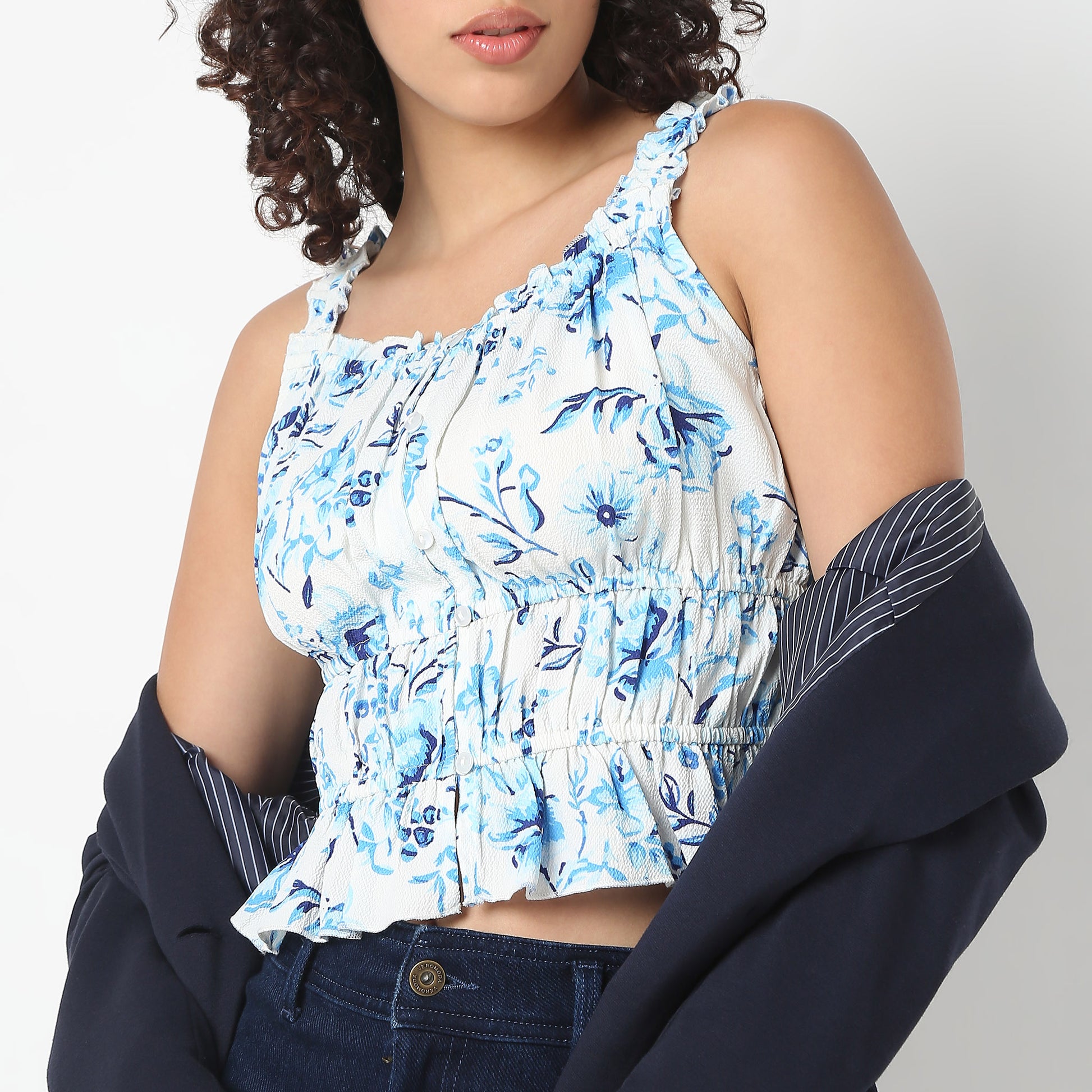 Young Women Top, Sleeveless Printed Top.