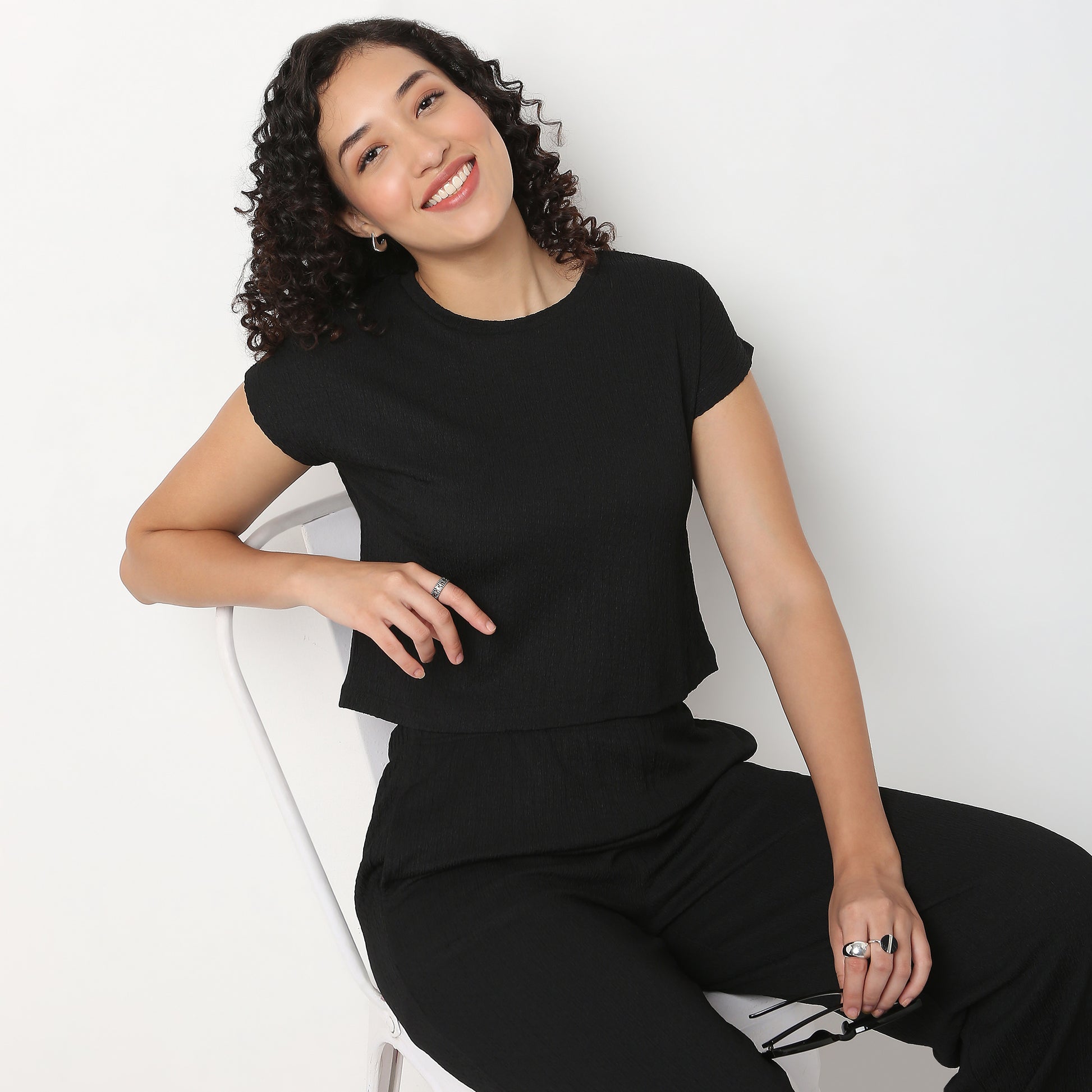 Solid Boxy Fit Crop Top