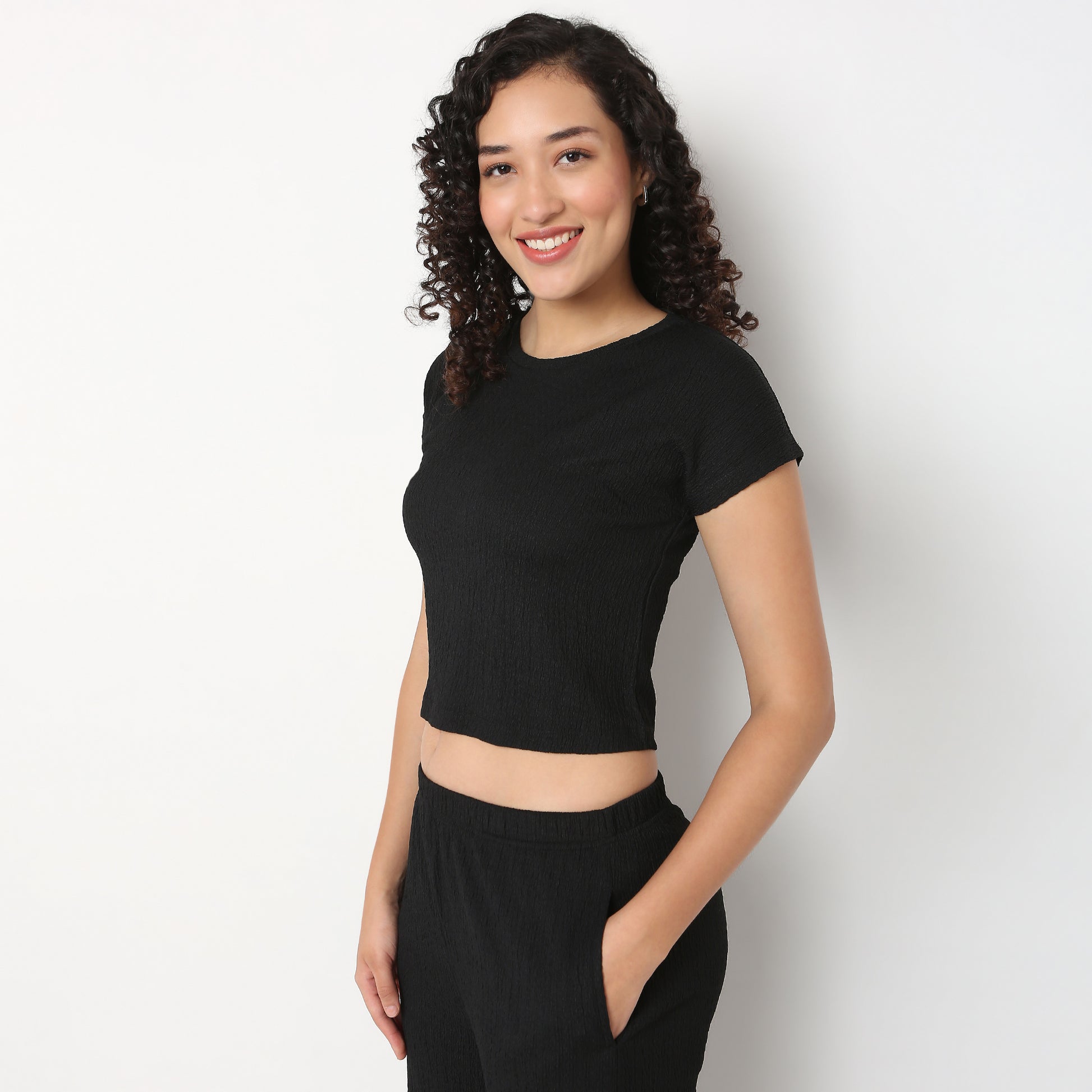 Solid Boxy Fit Crop Top