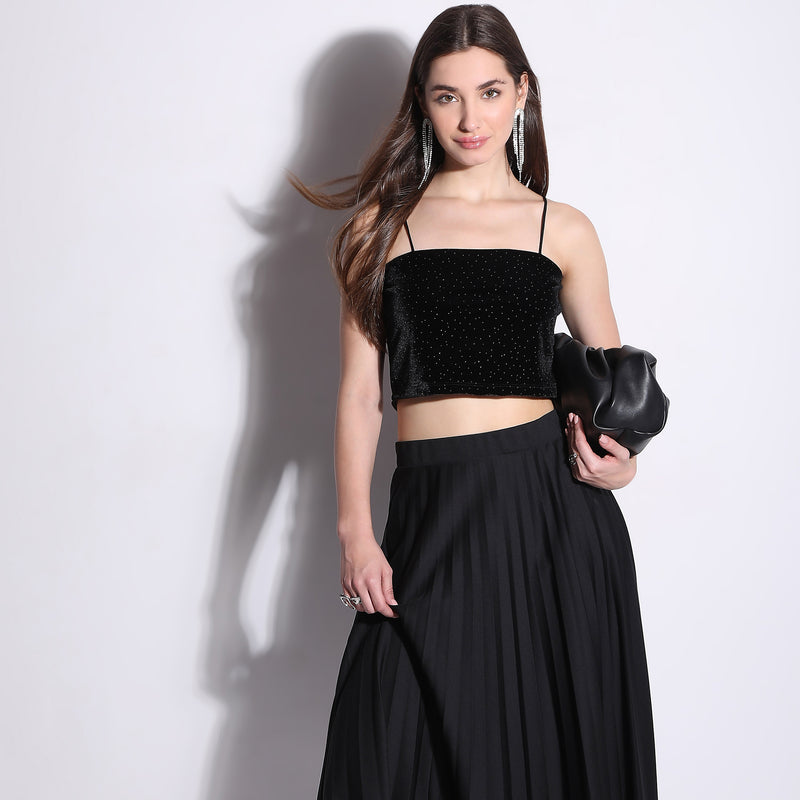 Solid Betty Look Sleeveless Fitted Party Crop Top