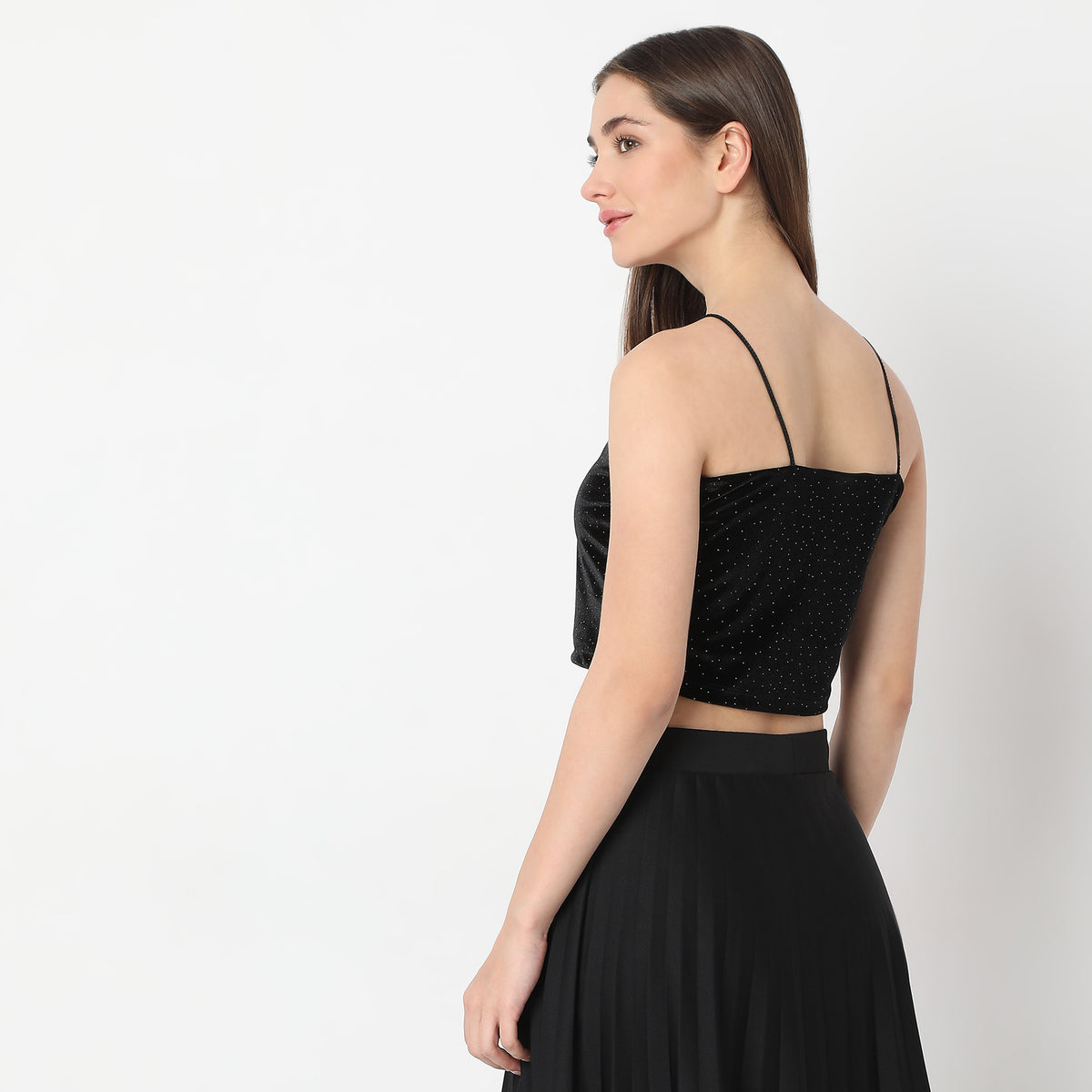 Solid Betty Look Sleeveless Fitted Party Crop Top