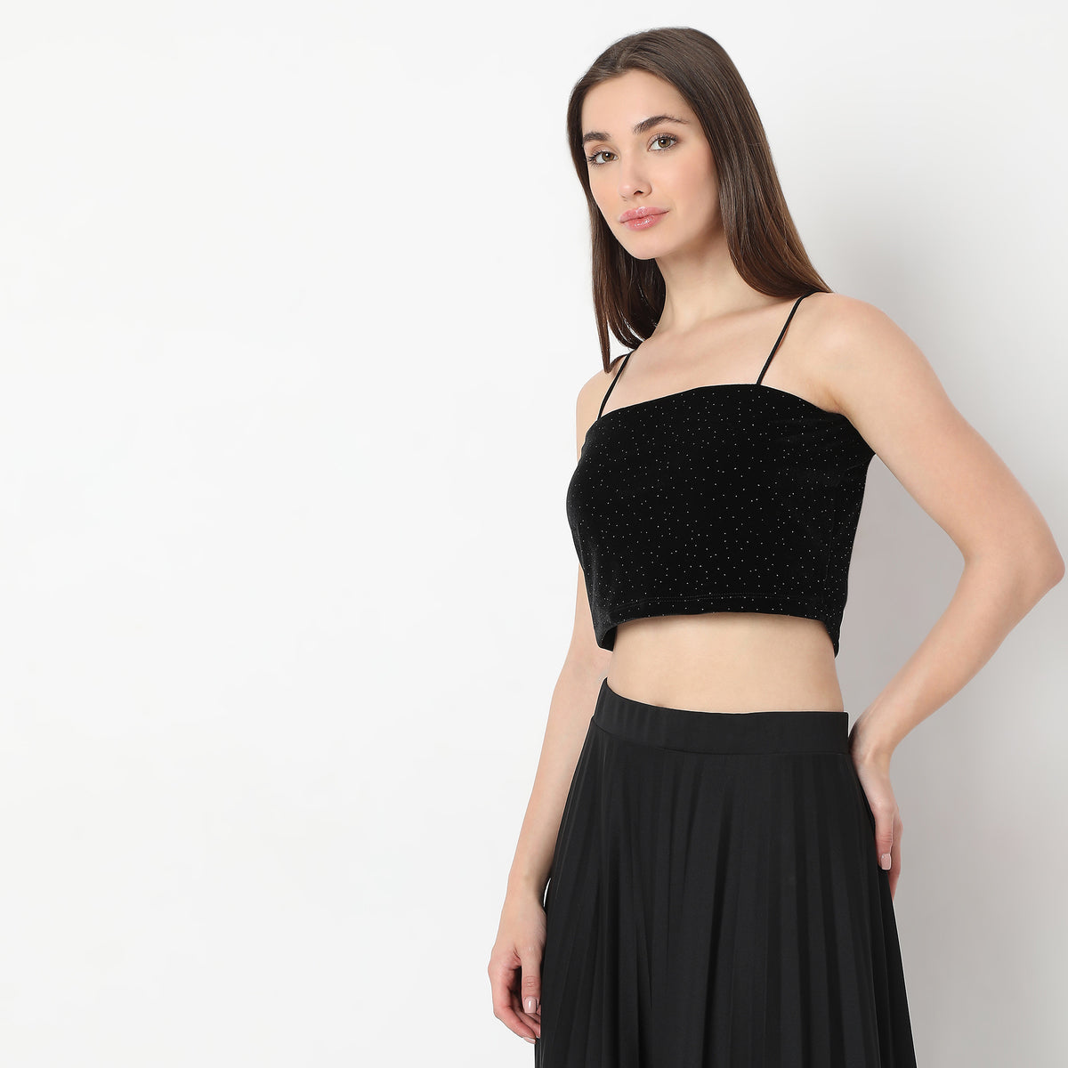 Solid Betty Look Sleeveless Fitted Party Crop Top