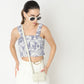 Slim Fit Printed Square Neck Crop Top