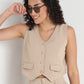 Young Women Fitted Vest, with Front Button Opening